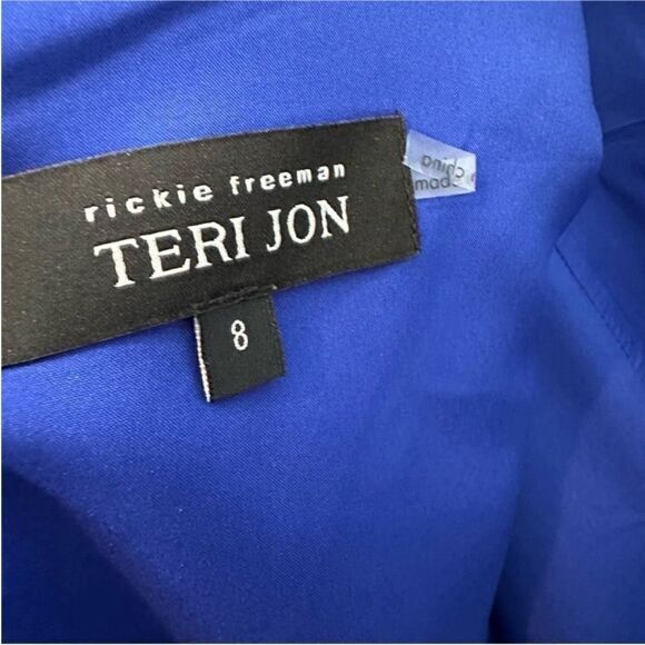 Rickie Freeman for Teri Jon Blue Long Sleeve Asymmetric Midi Dress -| size 8 - Picture 6 of 7